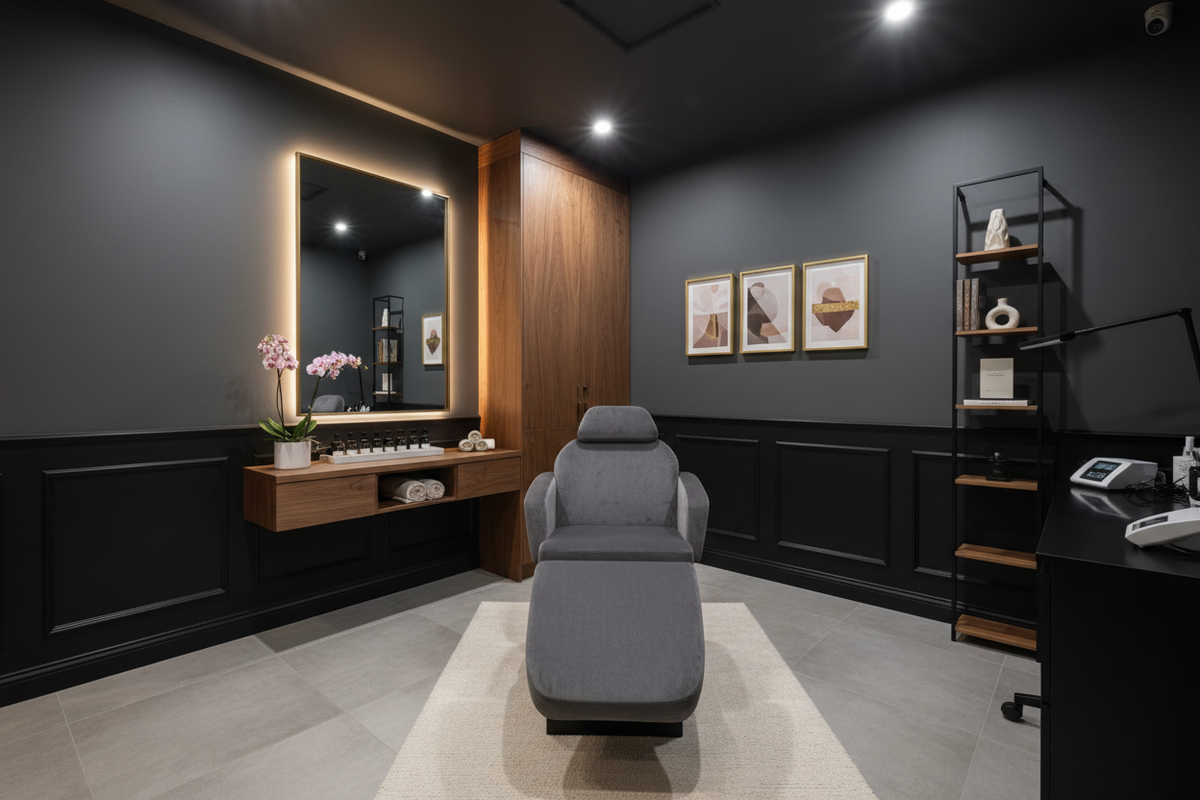 Scalp micropigmentation treatment room in a modern clinic